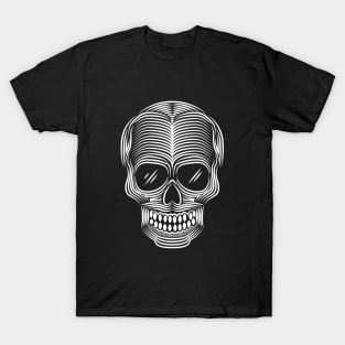 Skull Wearing Sunglasses Line Art T-Shirt